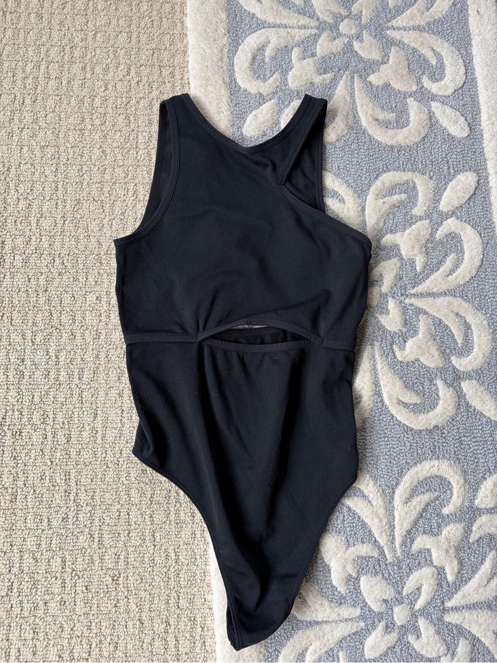 Colsie Black Ribbed Cutout Bodysuit